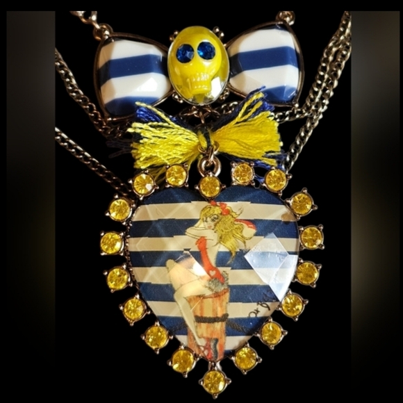 Betsey Johnson Jewelry - 💀💙💛Betsey Sailor Pinup Gal with Skull "SHIP SHAPE" Collection - EPC💙💀